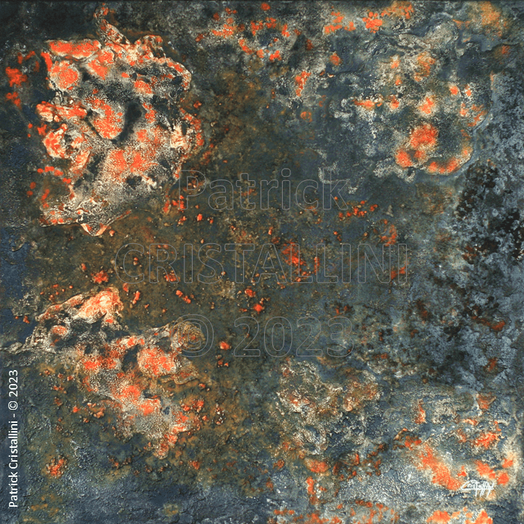 blocs incandescents espace sombre abstrait lumière contrastée