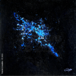 abstraction spatiale bleu noir contraste textures profondes