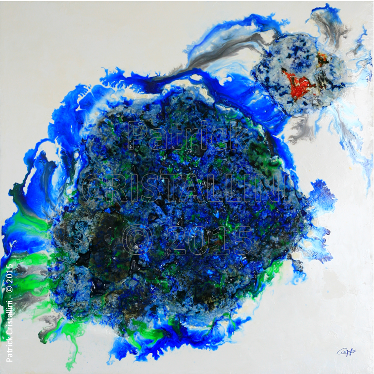 paysage imaginaire abstrait bleu vert minéral onirique