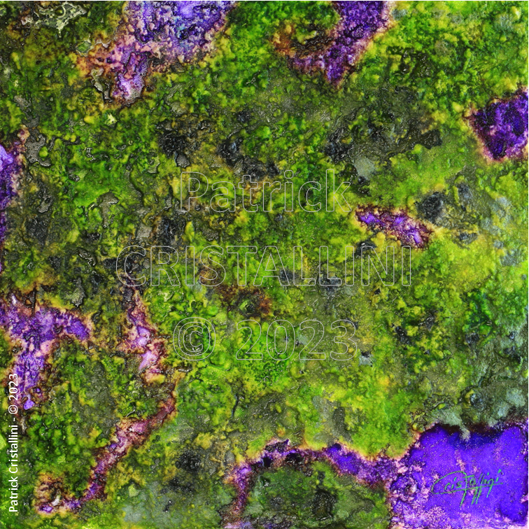 abstraction végétale violet vert contraste couleurs vives