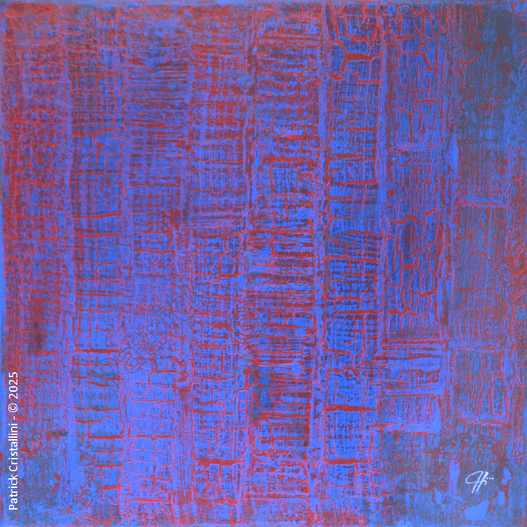 abstraction feu eau contraste rouge bleu énergie peinture moderne