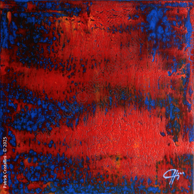 peinture abstraite rouge dominant confrontation éléments dynamique